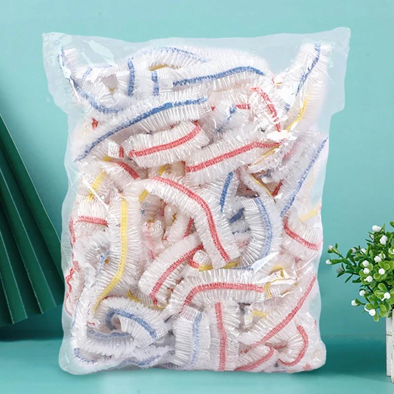 

50/100Pcs Colorful Disposable Food Cover Fruit Food Cover Elastic Plastic Shower Cap Storage Bag Kitchen Organizer Cling Film 36cm светло-зеленый