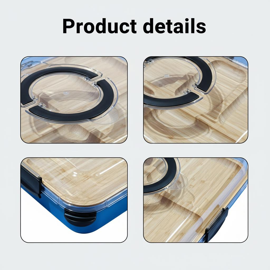 Bamboo Cheese Board With Compartment Outdoor Portable Snack Platter For Party Home