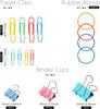 300 Pcs Binder Clips Rubber Bands Office Set Paper Clips School  Teacher Supplies For Office Desk Essentials (Assorted Sizes)