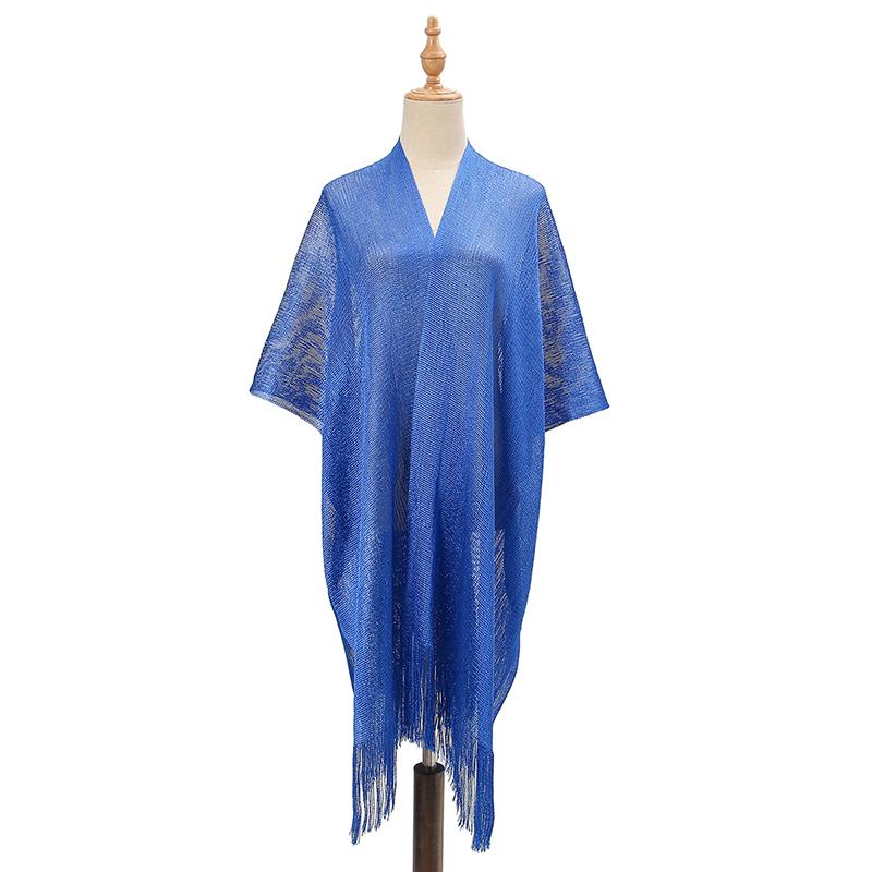 Tassel Gold Bikini Cover Up Sexy Beach Dress Tunics For Women Beachwear Summer Cover-Ups Kaftan Evening Party Knit Long Shawls