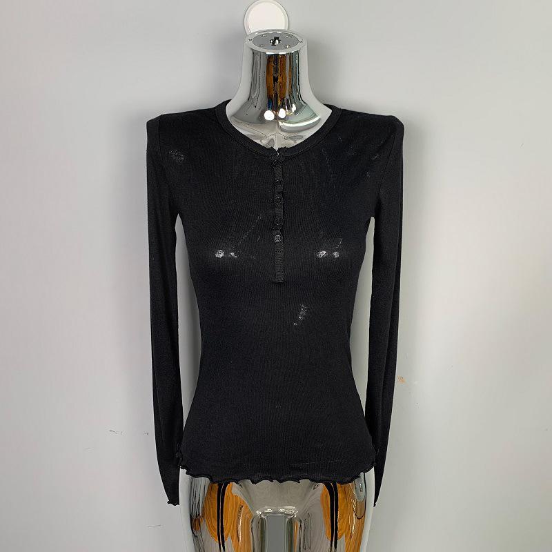 Korean Dongdaemun Sheer Slimming Long Sleeve Top for Women