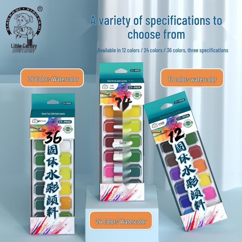Professional 12/24/36 Color Solid Watercolor Paint Set for Beginners & Students