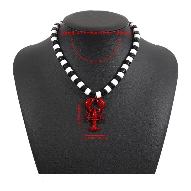 Lobster Bead Necklace Earrings Bohemia Handmade Beaded Jewelry Simple Pendant Necklace Women Beach Vacation Accessories