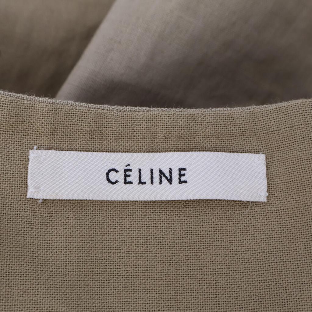 Celine 2 6O05/5124 Beige Linen Cotton Sleeveless Wrap Belted Jacket Jacket 38 beigeUsed