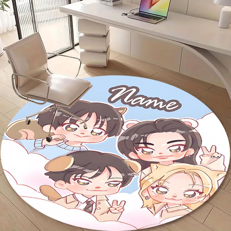Personalized K-Kpop Team Round Chair Office Rug - Perfect for Mat, Office Chair & More - Ideal Gift for Birthdays and Holidays
