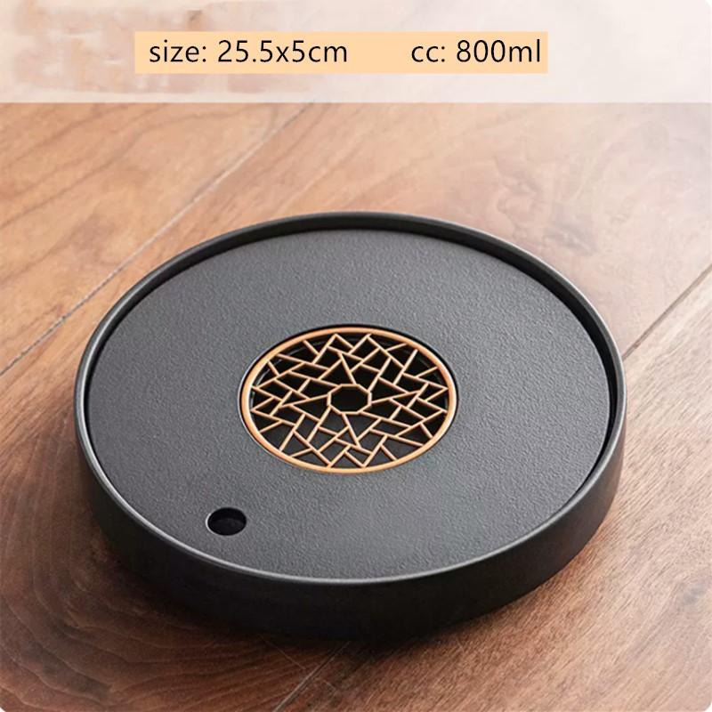

Chinese Ceramic Tea Tray Household Round Water Storage Type Tray High-grade Tea Set Storage Living Room Trays Decorative