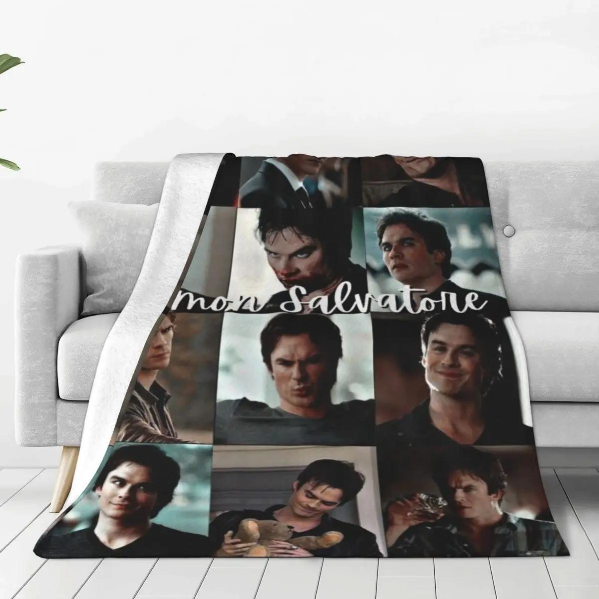 

The V-Vampire Diaries Blanket D-Damon Salvatores Photo Travel Flannel Throw Blanket Soft Warm Bedroom Custom DIY Bedspread Gift 80x120cm