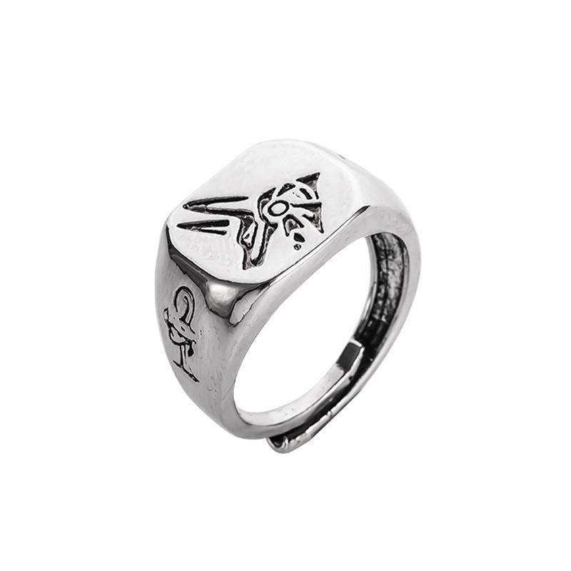 

Кольцо с узором древнеегипетских богов Гора и Анубиса, мужское винтажное панк-амулет, регулируемый размер кольца Adjustable
