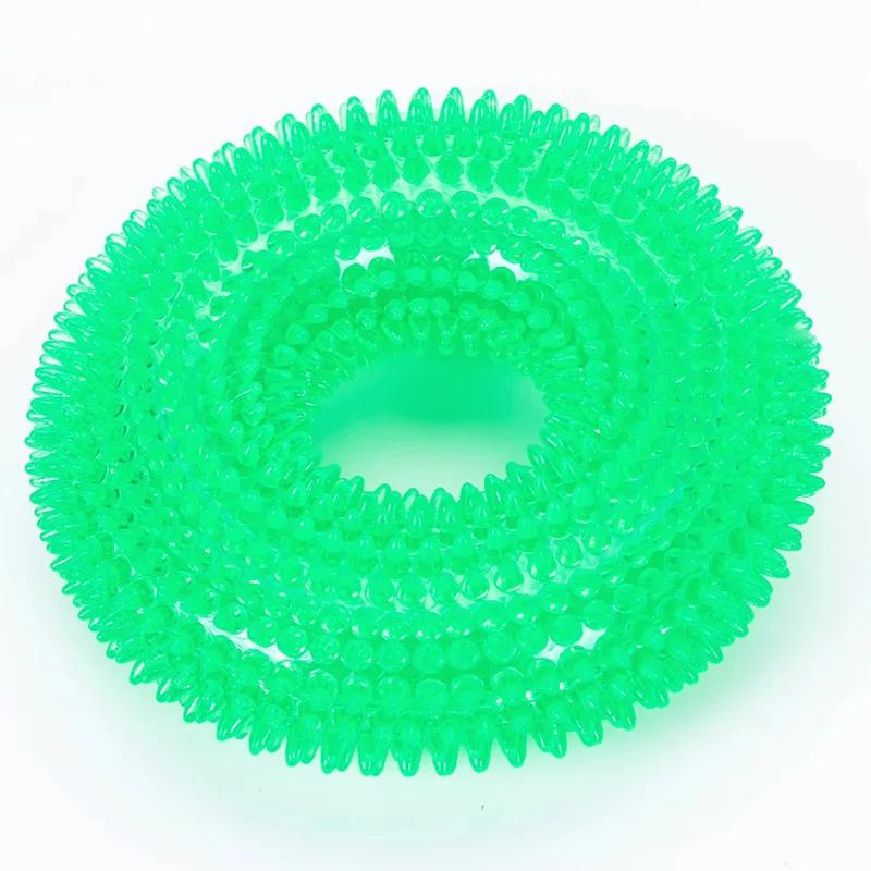 Durable Squeaky Dog Chew Toy for Aggressive Chewers Natural TPR Rubber Puppy Teething Ring Interactive Sound Training