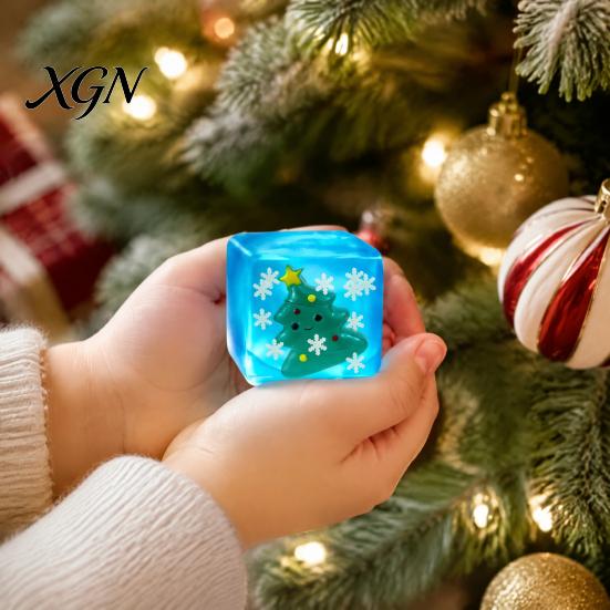 Reindeer Squeeze Toy Glow-in-the-Dark Christmas Stress Cube, Santa Tree Snowflake Party Favors Relief Toy, Sensory for Adults Kids