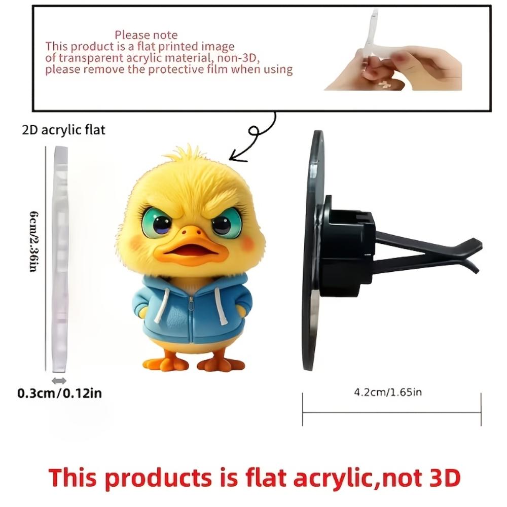 2D flat duck car vent clip decorative diffuser (fragrance not included), car interior decoration, aromatherapy clip, ideal for holiday gifts