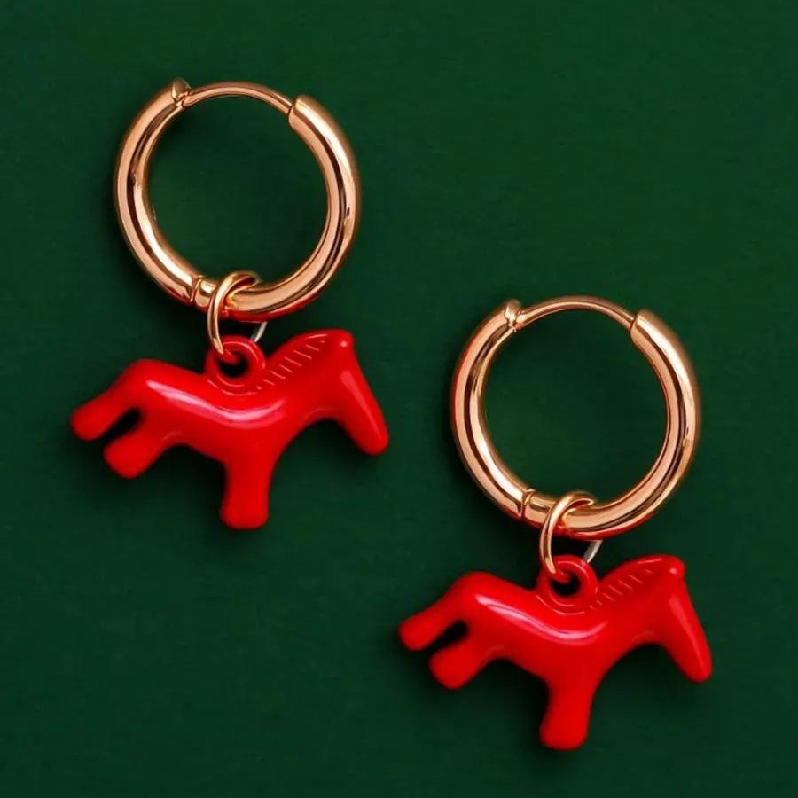Personalized Animal Horse Shaped Pendant Stainless Steel Earrings, able Y2K Women's Cute Pony Pendant Jewelry Accessories