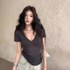 Pure Desire Top for Women In Summer Hot Girl Style Thin Slightly See-through Sexy Women's Fashionable Collarbone Short-sleeved Top