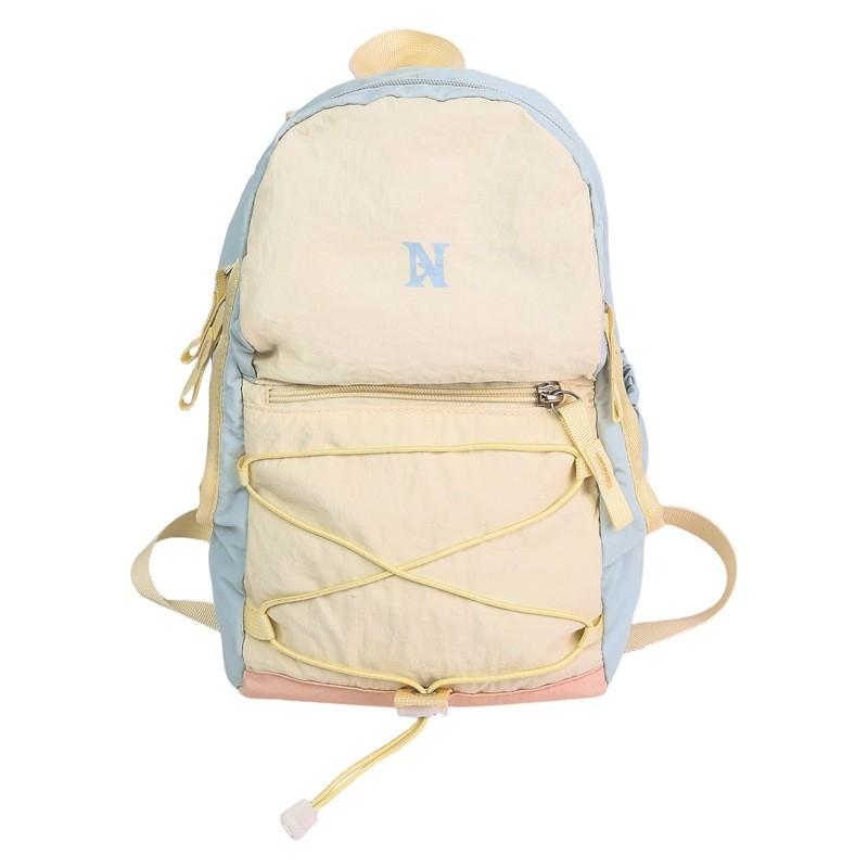 Color Blocked Letter Printed Lightweight Hiking Bag With Pendant For Lightweight Hikes синий