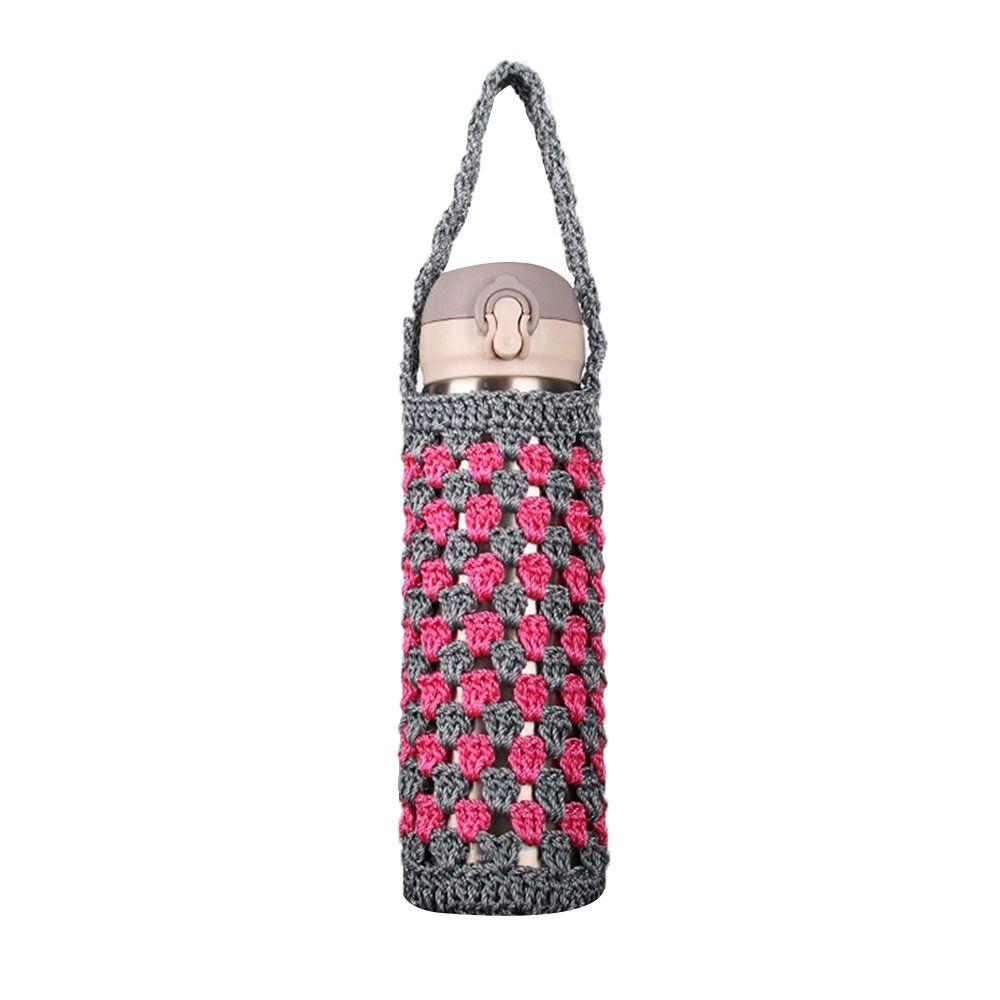 

Phone Bag With Strap Water Bottle Carrier Bag Cup Sleeve Water Bottle Cover Knitted Cup Pouch сірий