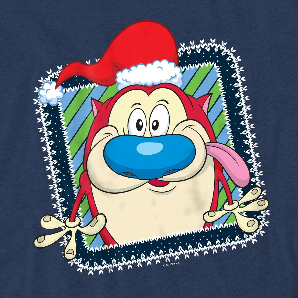Ren & Stimpy Unisex Adult Festive Santa Hat Christmas T-Shirt
