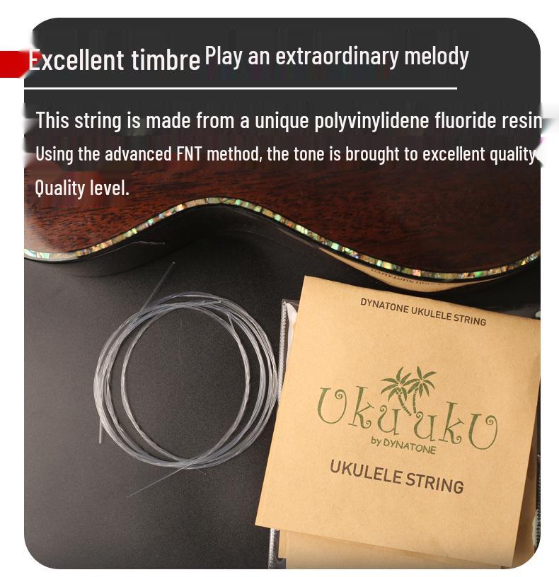 Universal Transparent Nylon Ukulele String Set for 21", 23", 26" Ukuleles - Carbon White Strings