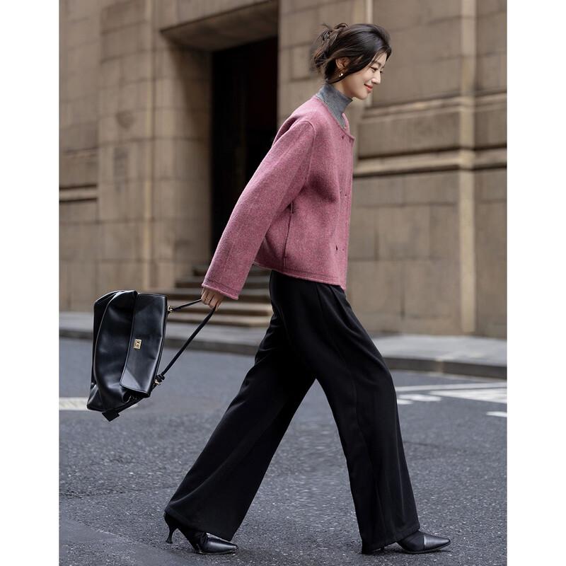 Demana Elegant Double-breasted Wool Blend Short Coat