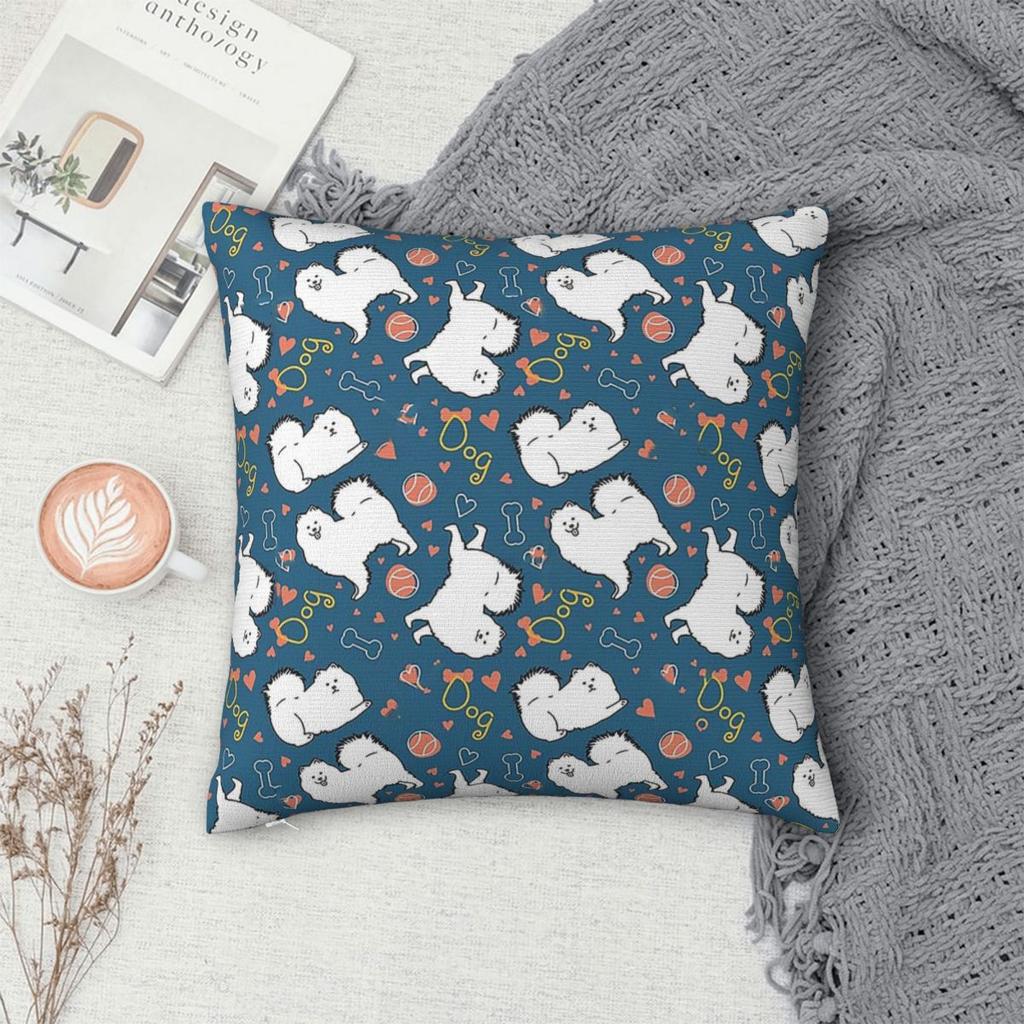 Love Samoyed Dog Square Pillowcase Pillow Cover Cushion Throw Pillow for Home Sofa Living Room