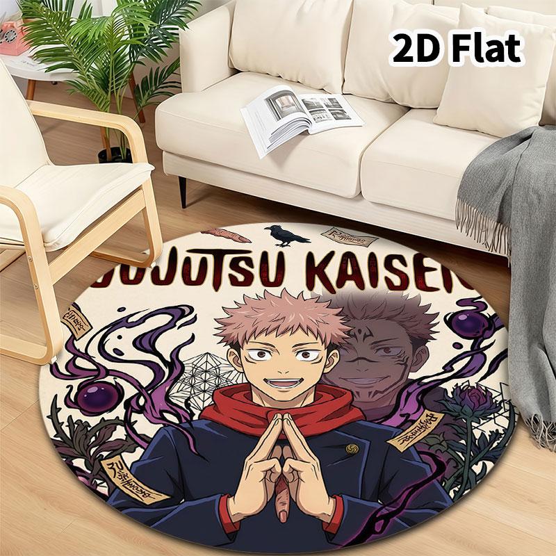 Jujutsu Kaisen Okrągły Dywanik Dywan do Salonu Sypialni Sofy Pokoju Zabaw Dekoracja Antypoślizgowa Mata Podłogowa
