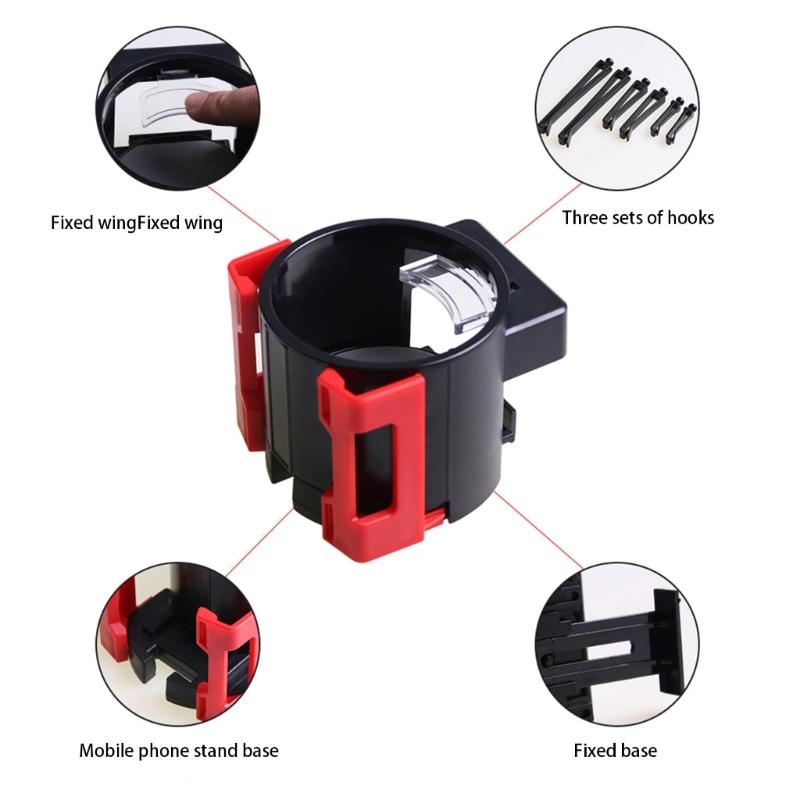 Universal Car Cup Holder Bracket and Mobile Device Stand for Various Beverage Cups and Smartphones for Secure Placement