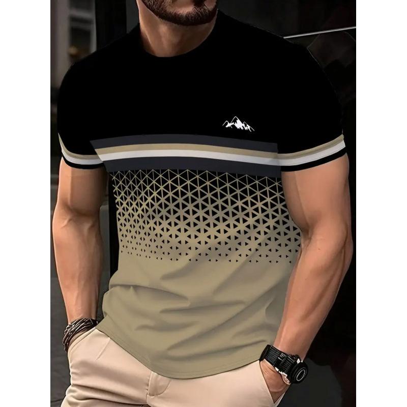 Sommer Herren Freizeit Mode Kreativ Lässig Täglich T-Shirt Locker Lässig T-Shirt 3D Digital Farbe Gedrucktes T-Shirt