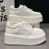 Spring Leather White Platform Sneakers Thick Sole Chunky Casual Shoes Height Increasing Women Shoes Comfortable Female Sneakers