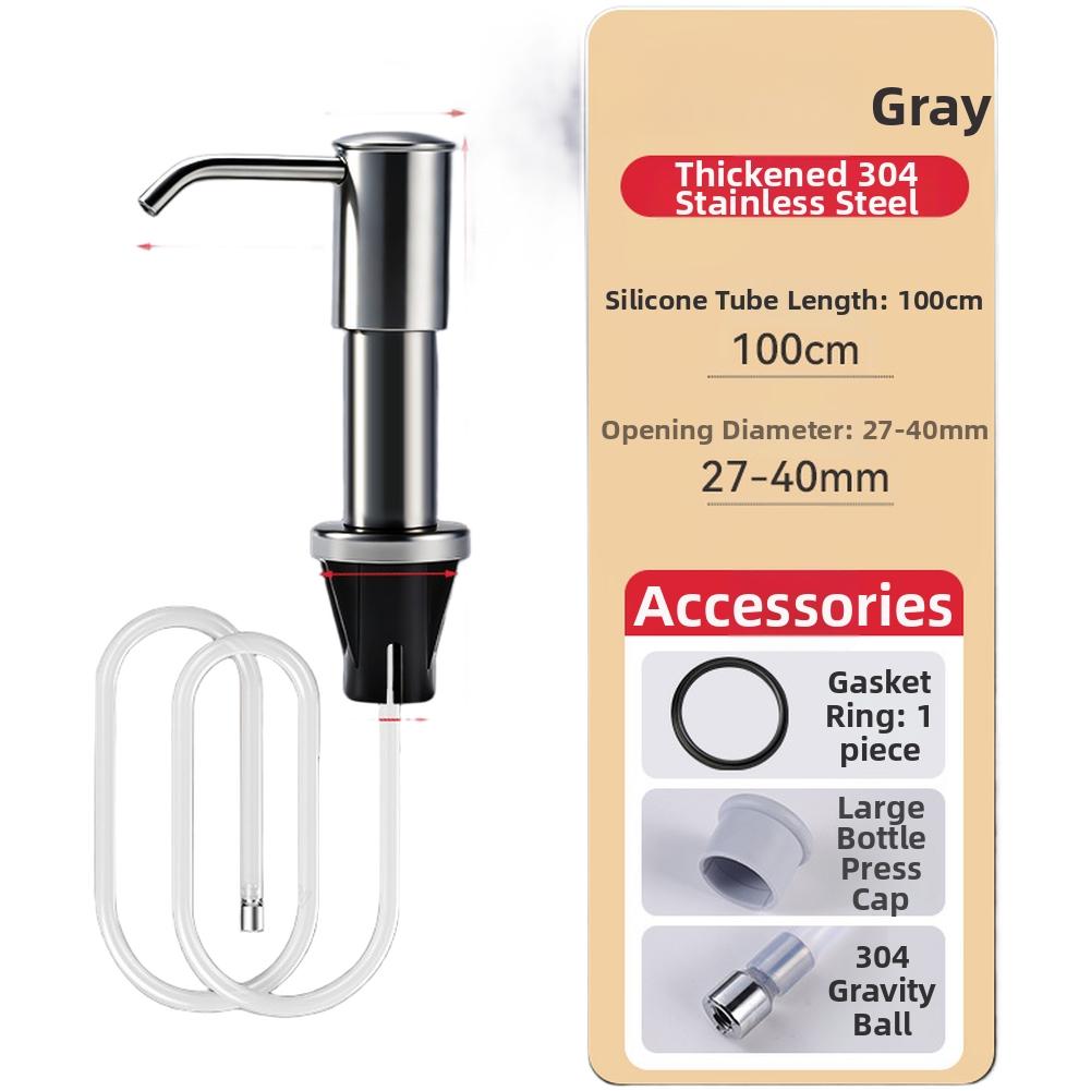 

Stainless Steel Kitchen Sink Soap Dispenser with Drip Tray Mounting One Touch Operation and Wide Sink Compatibility