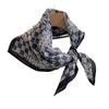 Chessboard Plaid 71CM Cotton and Linen Silk Scarf Small Square Scarf Women's Spring and Autumn Summer Thin Scarf Scarf Linen Headscarf Belt