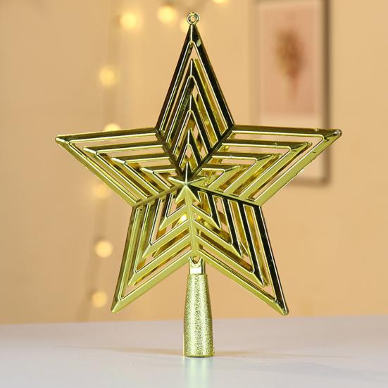 Xmas Tree Topper Plastic Hollowed-Out Sparkling Star Festival Party DIY Decoration Accessories Top Pentagram Christmas Decoration Holiday Supplies