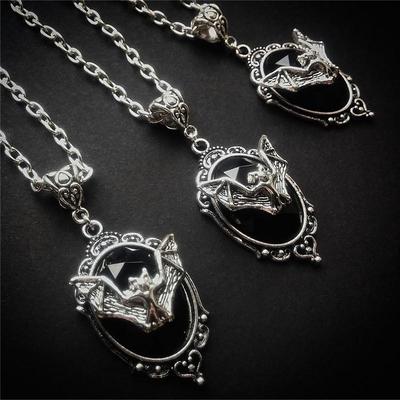 Gothic Bat Crystal Necklace - Victorian Style