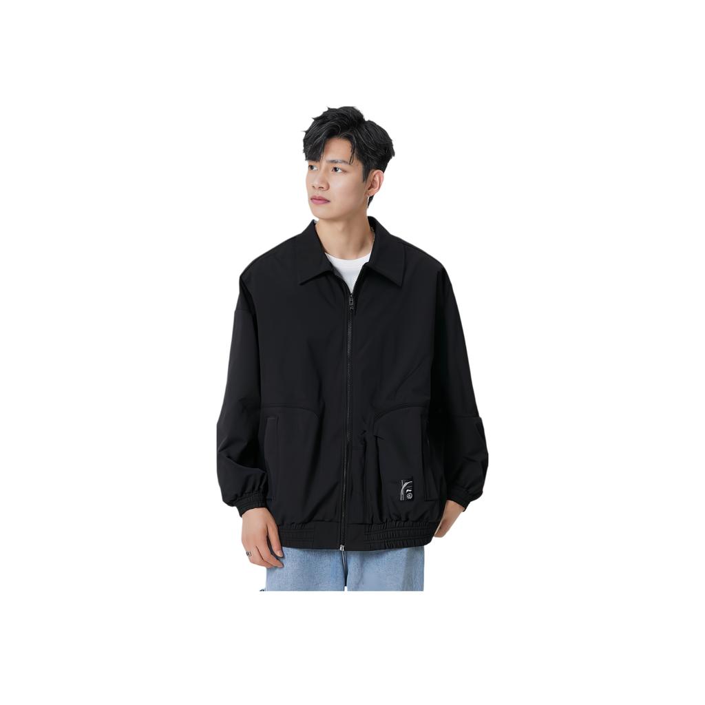 Li Ning X Jackie Chan Collaboration Kung Fu Series Comfortable Casual Windproof Breathable Loose Solid Color Jacket Men Jacket Black AFDUA49-2