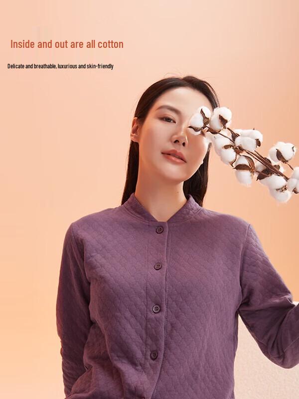 Hengyuanxiang Women's 10A Antibacterial Air Cotton Thermal Underwear Set