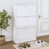 342554 vidaXL Shoe Cabinet High Gloss White 63x24x103 Cm Engineered Wood