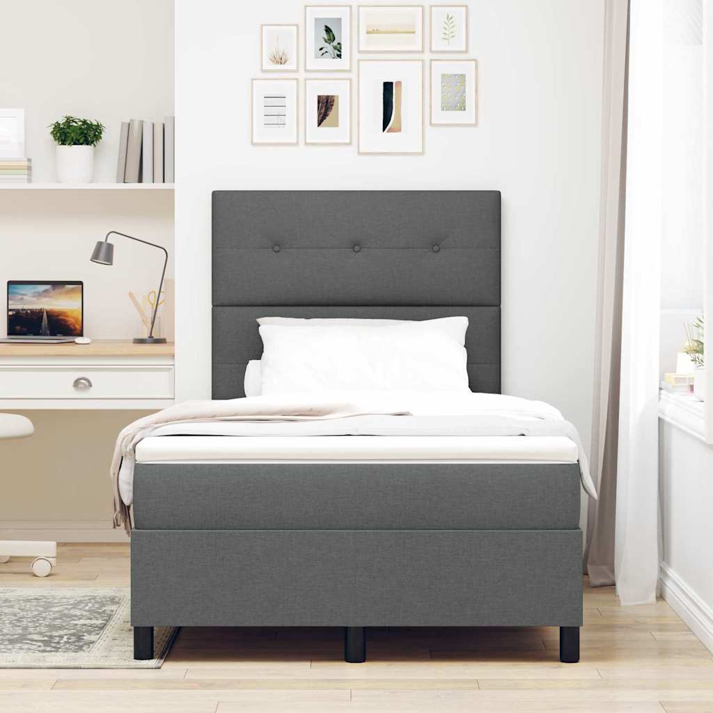 Box Spring Bed with Headboard Dark Grey 120 X 200 Cm Fabric