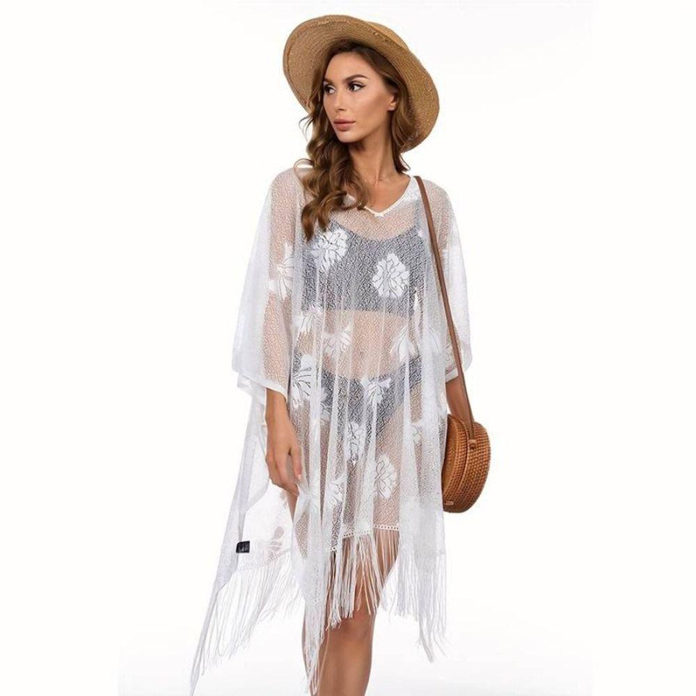 Hollow Out Beach Cover Up Lace Mesh Bikini Cover Up Fashion Swimsuit Cover Up For Women