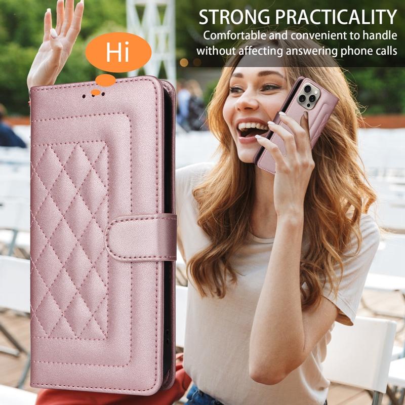 Diamond Check Flip Case on For Samsung Galaxy A51 A50 A52 A71 A20 A21S A30 A10 A31 A70 A72 A20S A20E Capa Magnetic Leather Cover