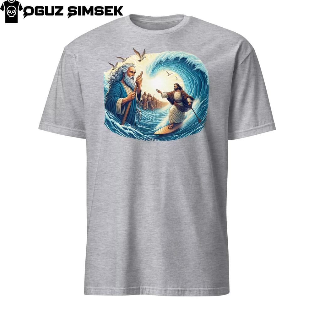 

Moses Parts Sea for Jesus Surfing T-Shirt Unisex Short Sleeve Fun Tee 4XL