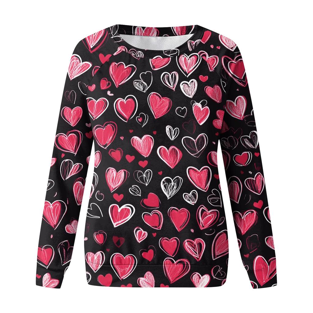 Damenmode Lässig Langarm Bedruckter Halsausschnitt Sweatshirt-Oberteil