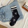 Spring and Summer Socks, Princess Lace Bow Socks, Breathable and Sweat-absorbing Cotton Socks, Mid-calf Socks