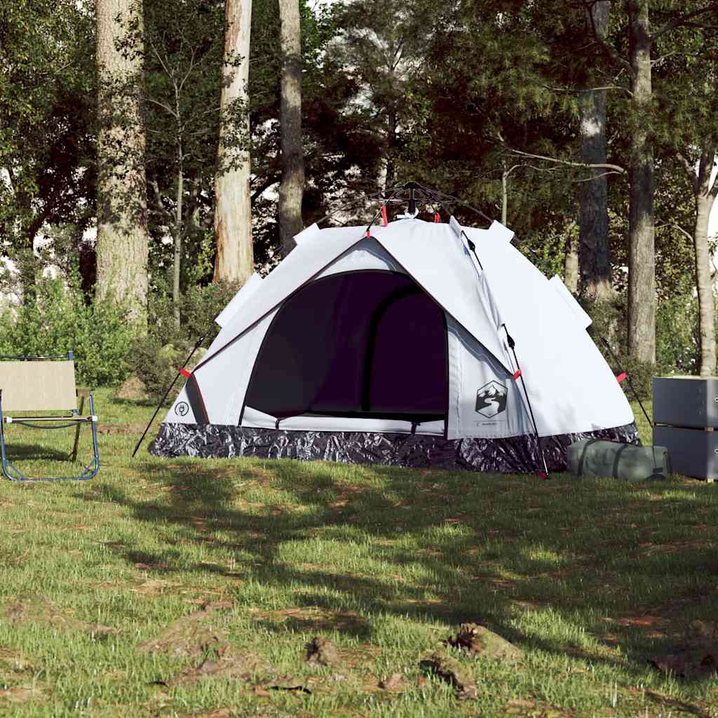 Dome Camping Tent for 2 Persons White Blackout Quick Release