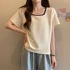 Plus Size Square Neck Short Sleeve T-shirt for Women - Summer Fashion, Versatile Top for Stylish Chubby Girls