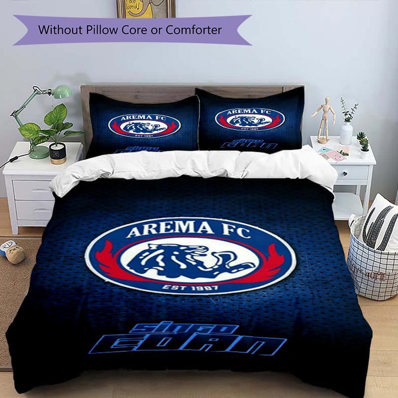 Arema Football Club Printed Pattern Duvet Cover Set – Includes 1 Duvet Cover and 2 Matching Pillowcases Bedroom Decor Christmas Gifts