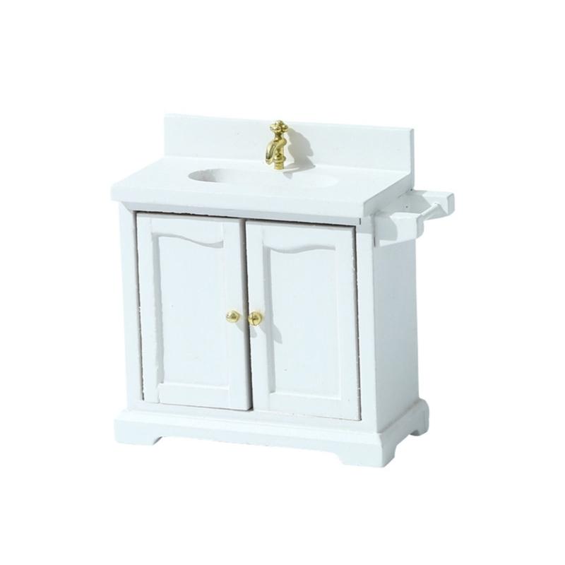 

Realistic 1/16 Scale Wash Basin Cabinet for Dollhouses Bathroom or Kitchen Accessories белый