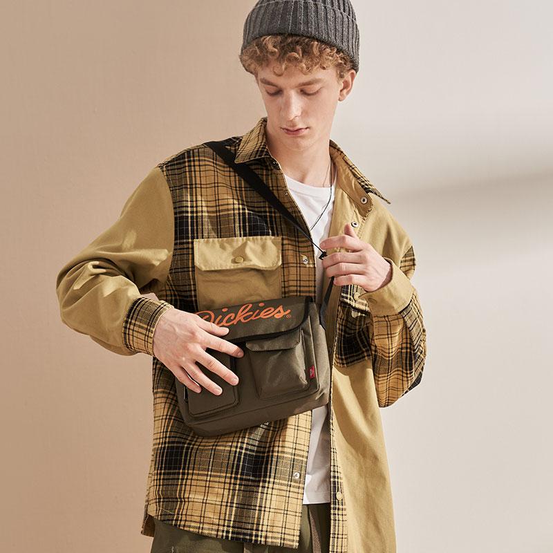 Dickies Melard Reversible Embroidered Patch Color Block Plaid Long Sleeve Shirt Men shirts DK009452KHK