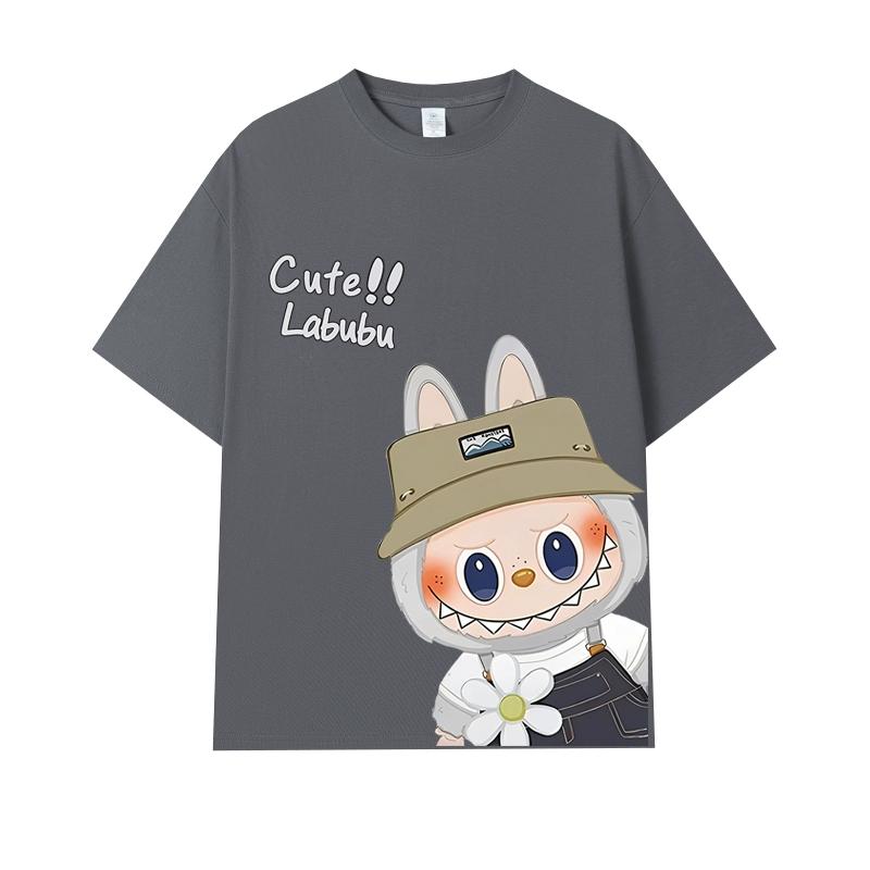 Cartoon Monster Elf Labubu Kids Printed T-shirt Summer Men's and Women's Casual Outdoor Girl Short Sleeved T-shirt Top
