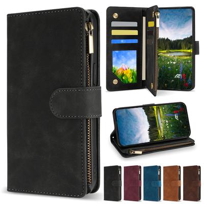 Peněženka Více karet Zip Stojánek Magnetické překlápění Kožené pouzdro Pro Samsung Galaxy S26 Ultra S25 Plus S24 FE A07 A16 A17 A36 A56