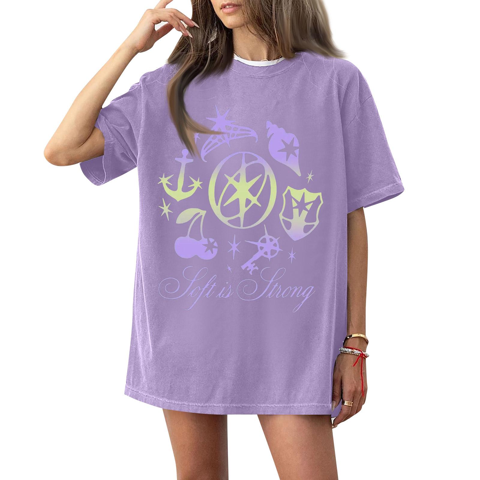 

Женская футболка с круглым вырезом и короткими рукавами с принтом L фиолетовый