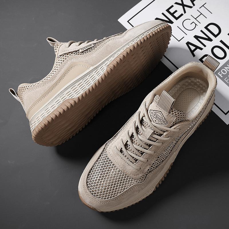 

Men s shoes 2025 summer breathable mesh hollow deodorant sports shoes men s mesh comfortable soft sole casual running shoes 44 песочный
