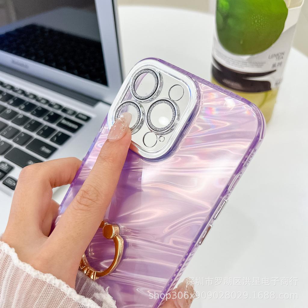 Electroplating fine hole IMD ring buckle mobile phone case for Apple 16PROMAX lens film 15 feathers 14 folds 13